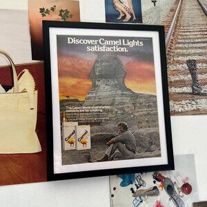 Vintage Camel Lights Tobacco Advertisement Framed Art Ad Home Decor Memorabilia
